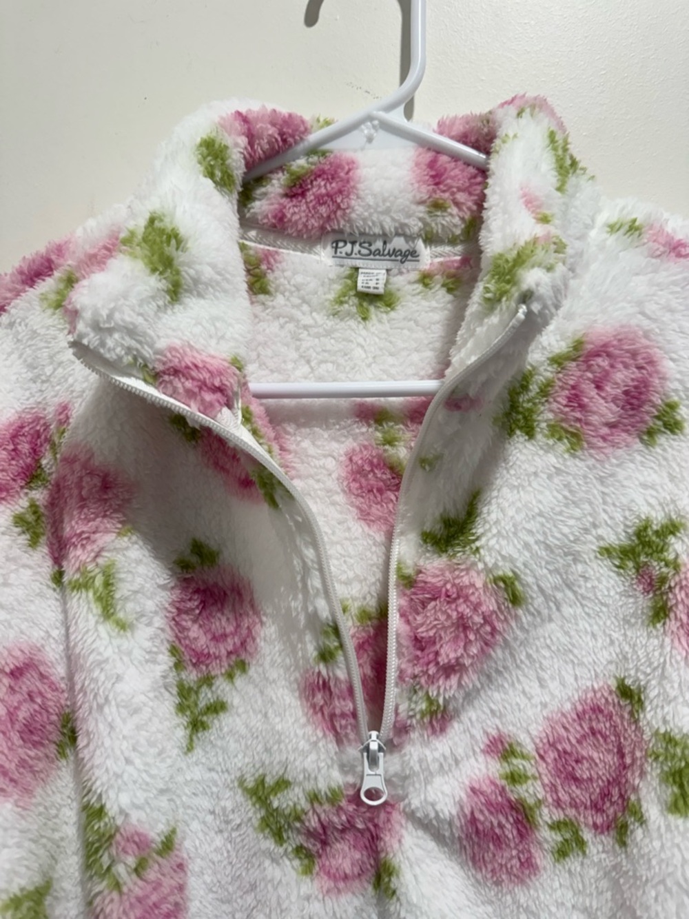 P.J. Salvage Let’s Get Cozy Floral Fleece Pullover Jacket Quarter Zip S - Picture 7 of 11